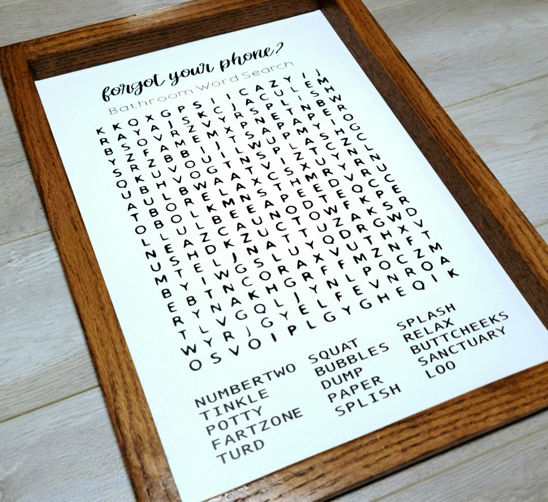 Bathroom Word Search Sign