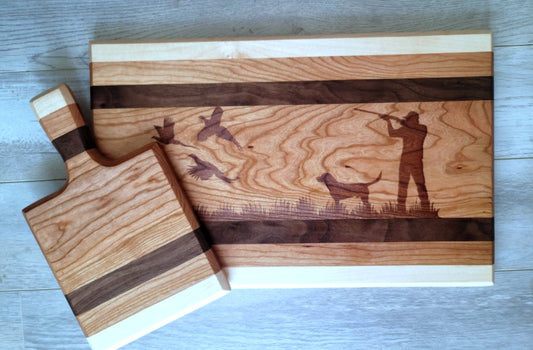 Pheasant Hunting Scene Cutting Board Set