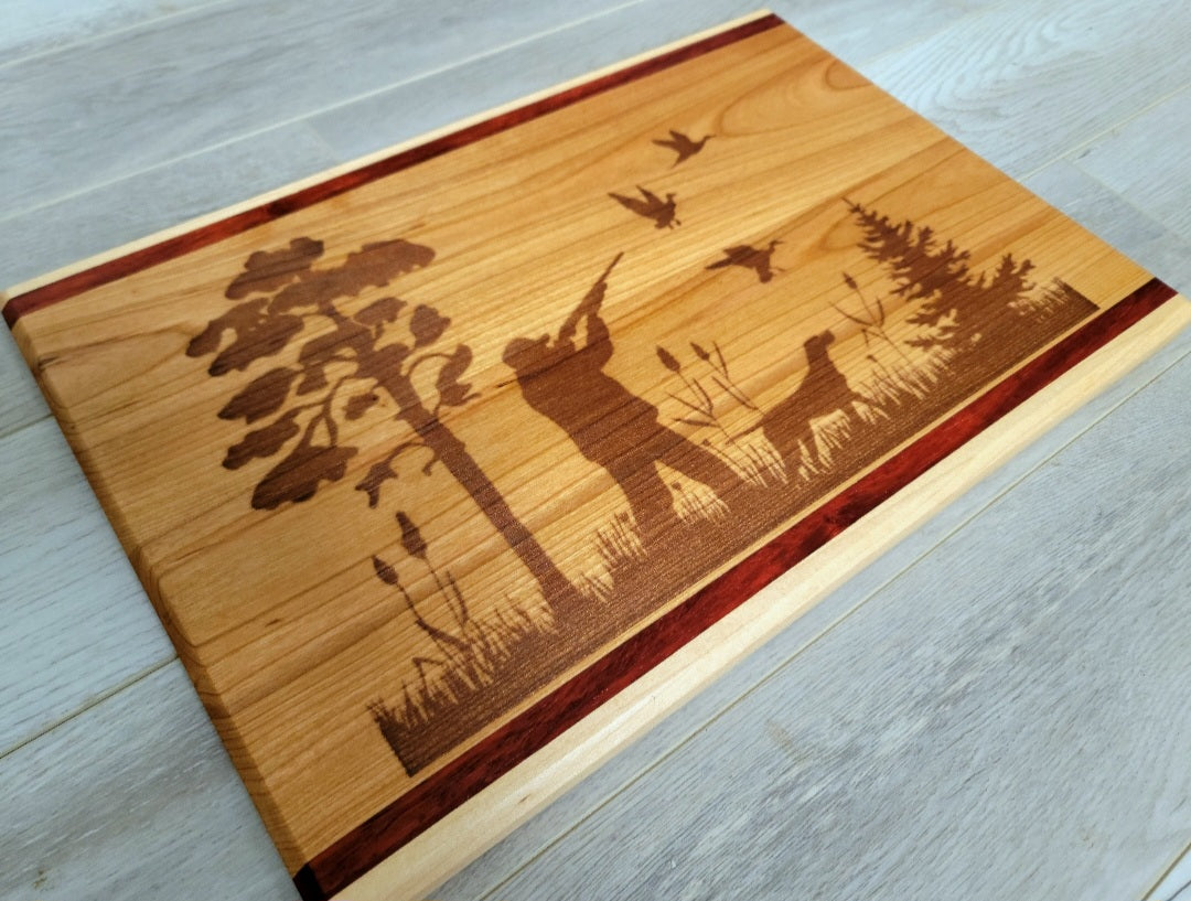 Pheasant Hunting Scene Cutting Board Set