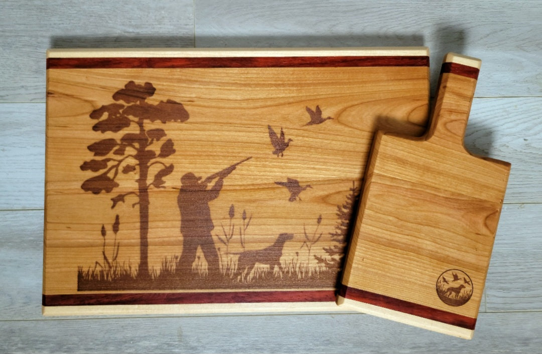 Pheasant Hunting Scene Cutting Board Set