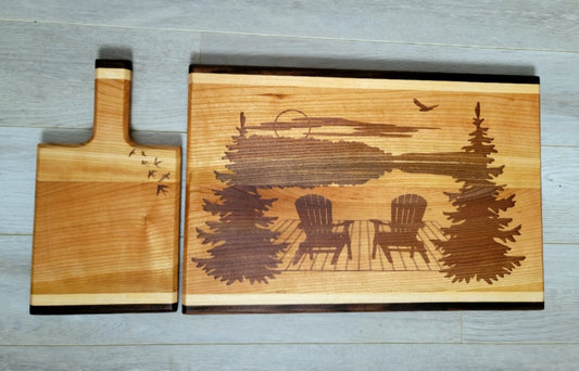 Lake Life Scene Cutting Board Set